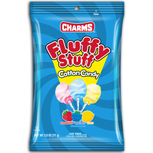 Charms Fluffy Stuff Original Multi-Colored Fruit Flavors Cotton Candy